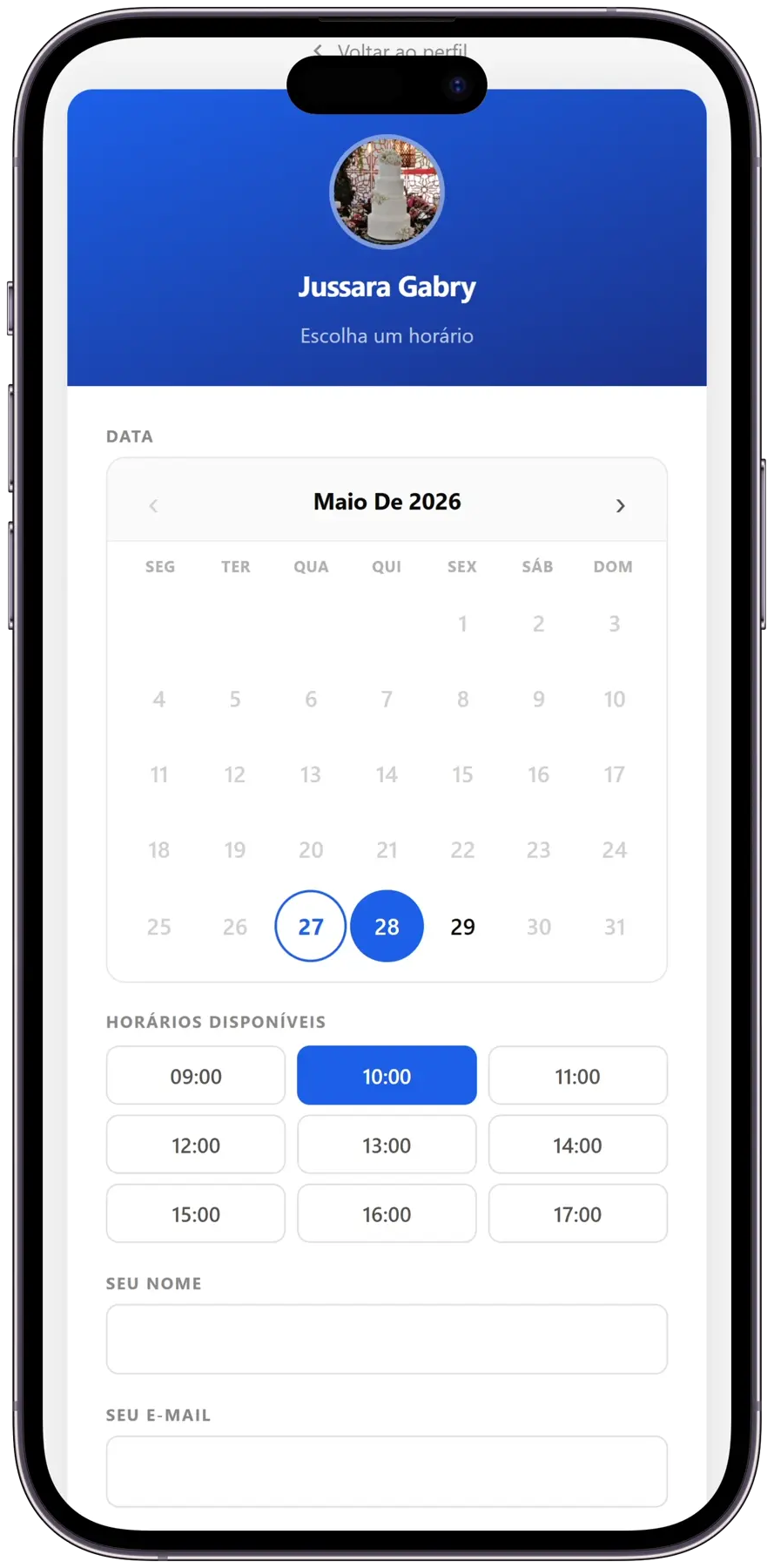 Agendamento direto pelo cartão
