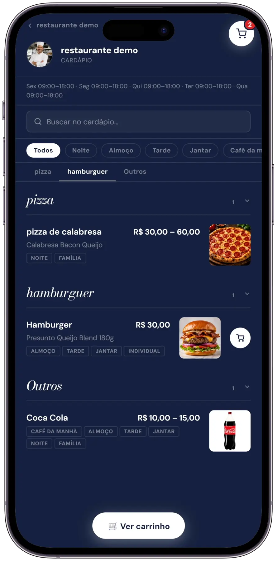 Cardápio digital com QR na mesa