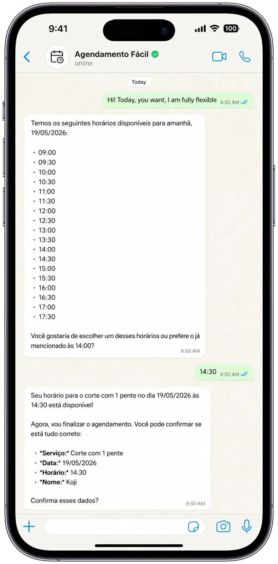 WhatsApp que agenda sozinho